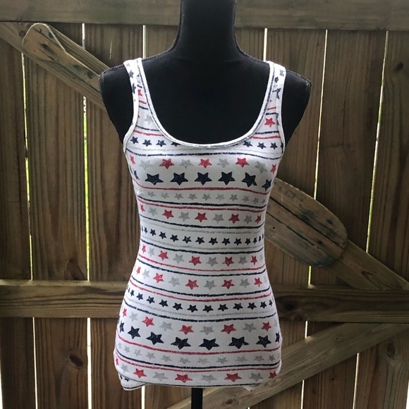 Faded Glory Red White & Blue Stars & Stripes Tank - Picture 1 of 3